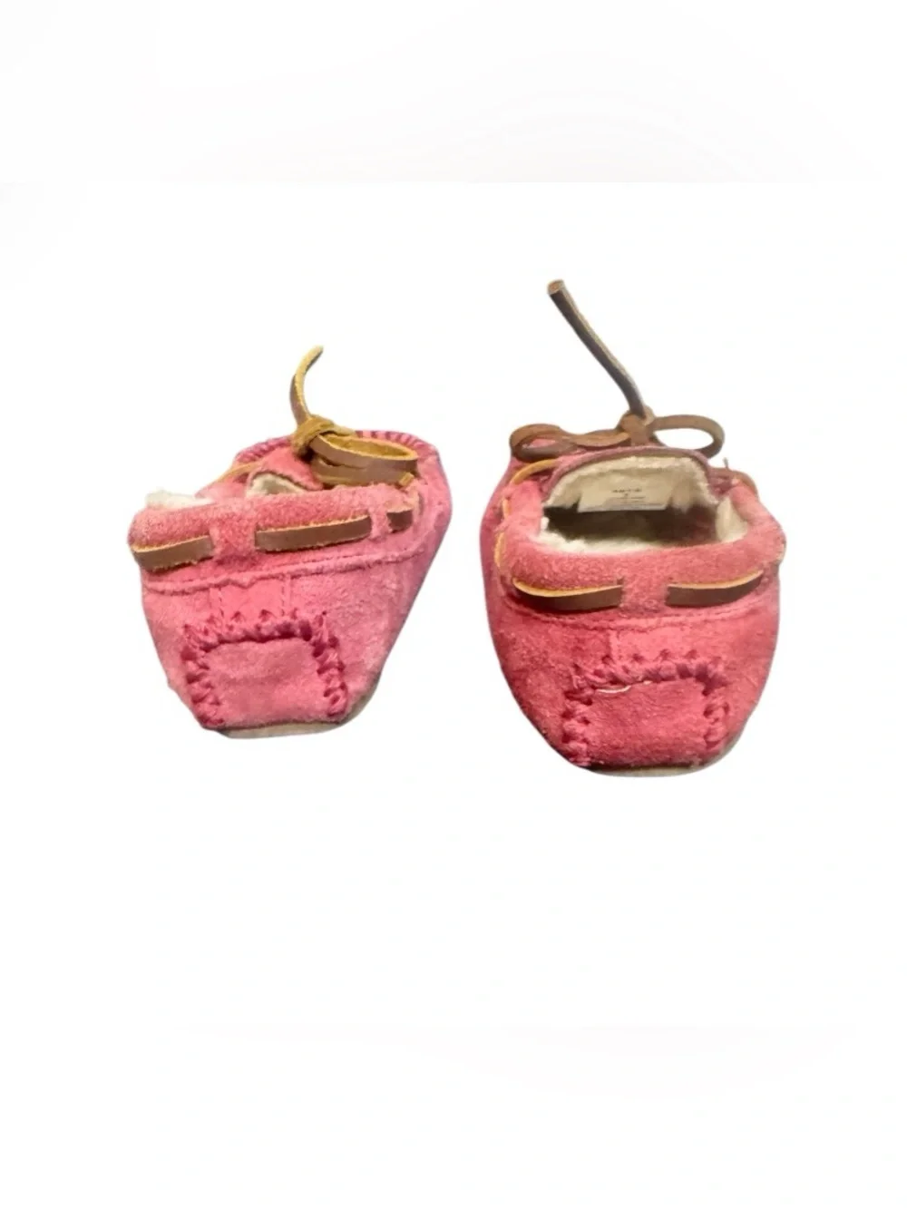 MINNETONKA Cassie pink suede fur lined slip on shoes slippers girl’s size 7